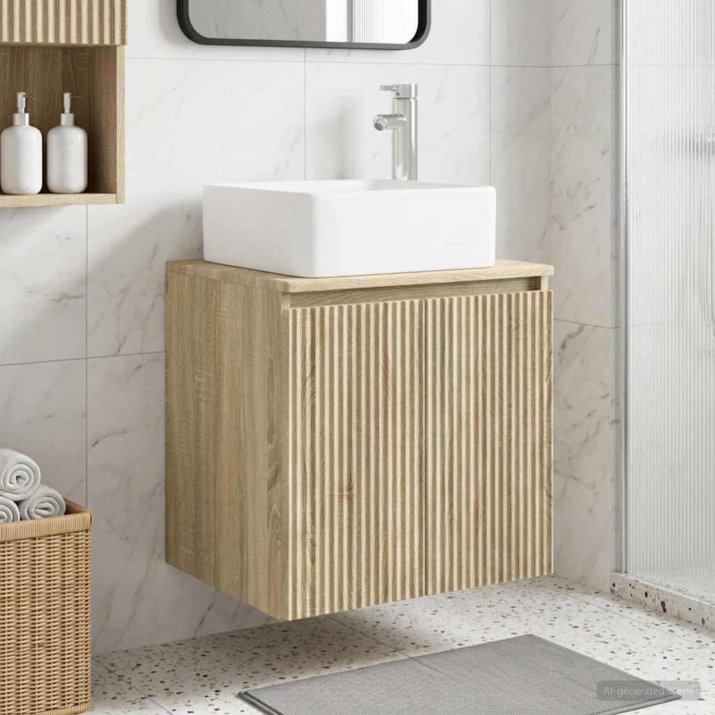 Wandgemonteerde wastafelmeubel Sonoma Eiken 49,5 x 41 x 63 cm