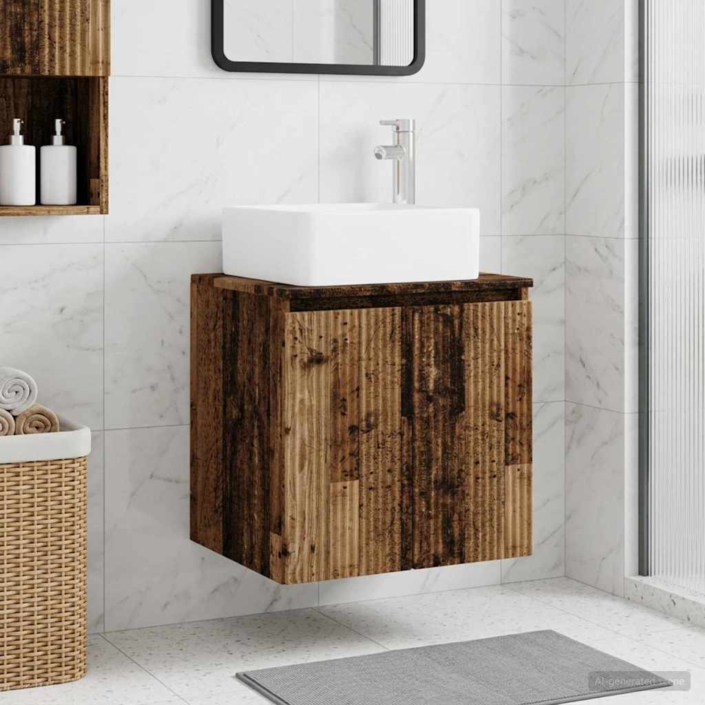 Wandgemonteerde wastafelmeubel Oud hout 49,5 x 41 x 63 cm