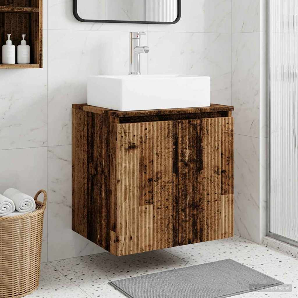 Wandgemonteerde wastafelmeubel Oud hout 49,5 x 41 x 62,5 cm