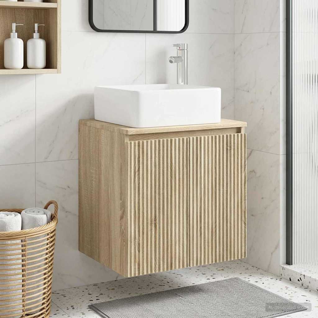 Wandgemonteerde wastafelmeubel Sonoma Eiken 53 x 35 x 63 cm
