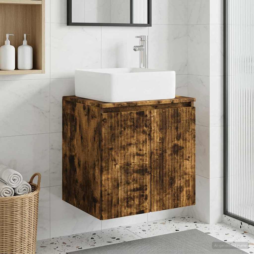 Wandgemonteerde wastafelmeubel Gerookt eiken 53 x 35 x 63 cm