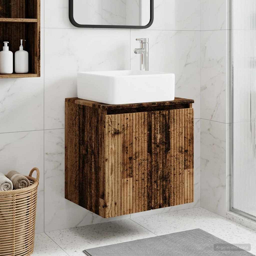 Wandgemonteerde wastafelmeubel Oud hout 53 x 35 x 63 cm