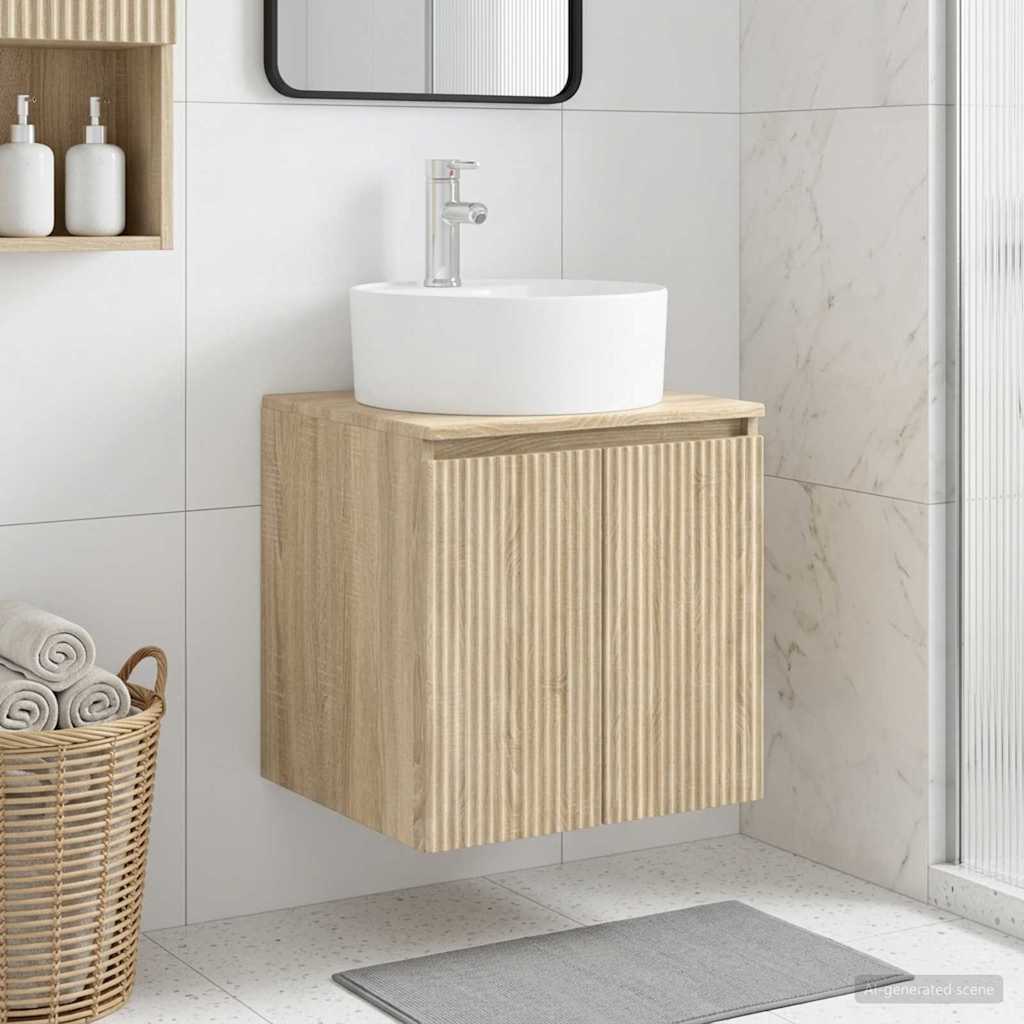 Wandgemonteerde wastafelmeubel Sonoma Eiken 49,5 x 44,5 x 65 cm