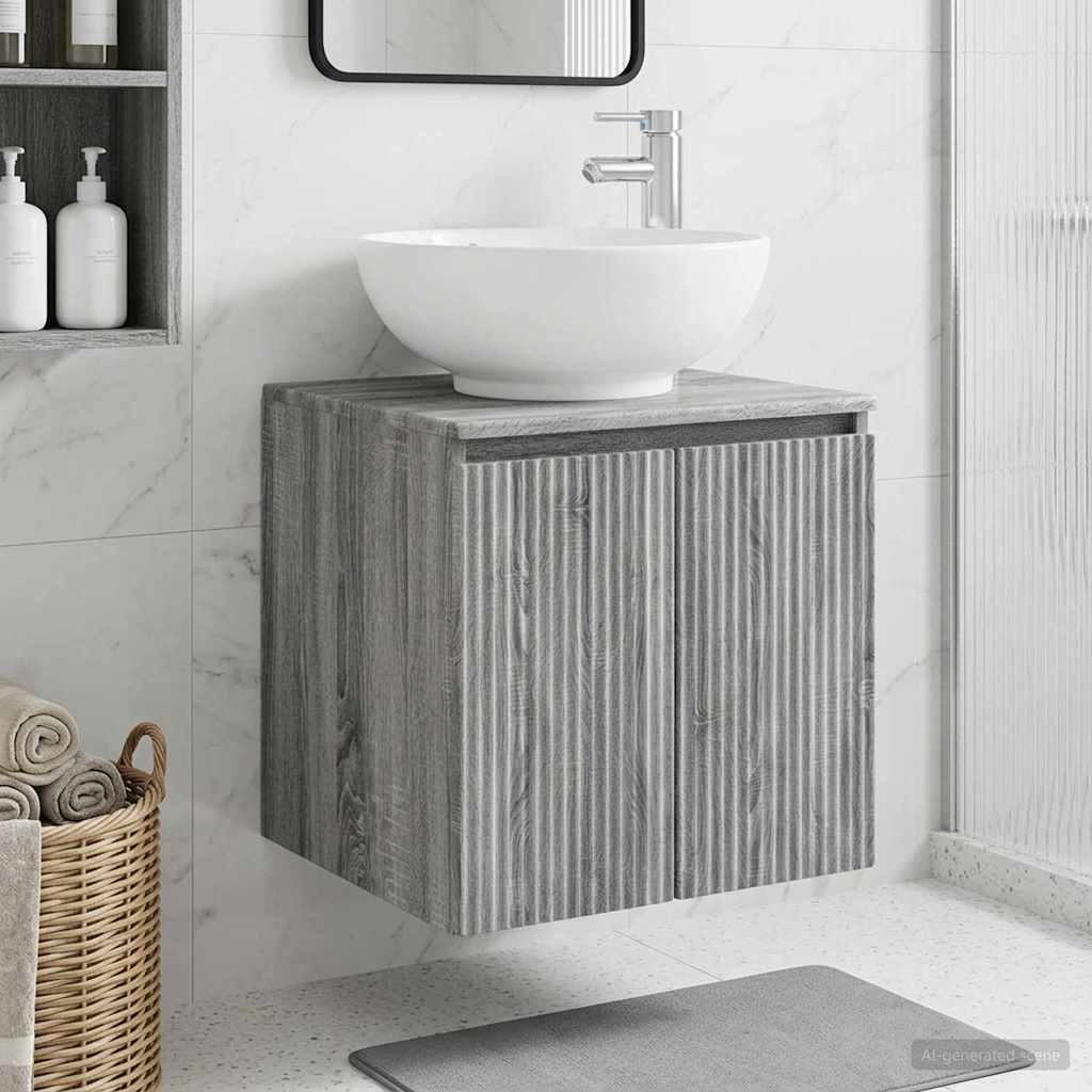 Wandgemonteerde wastafelmeubel Grijs Sonoma 49,5 x 44,5 x 65 cm