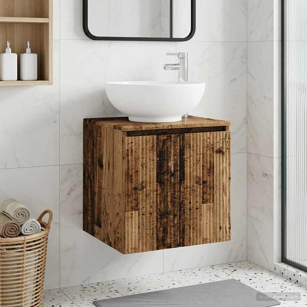 Wandgemonteerde wastafelmeubel Oud hout 49,5 x 44,5 x 65 cm