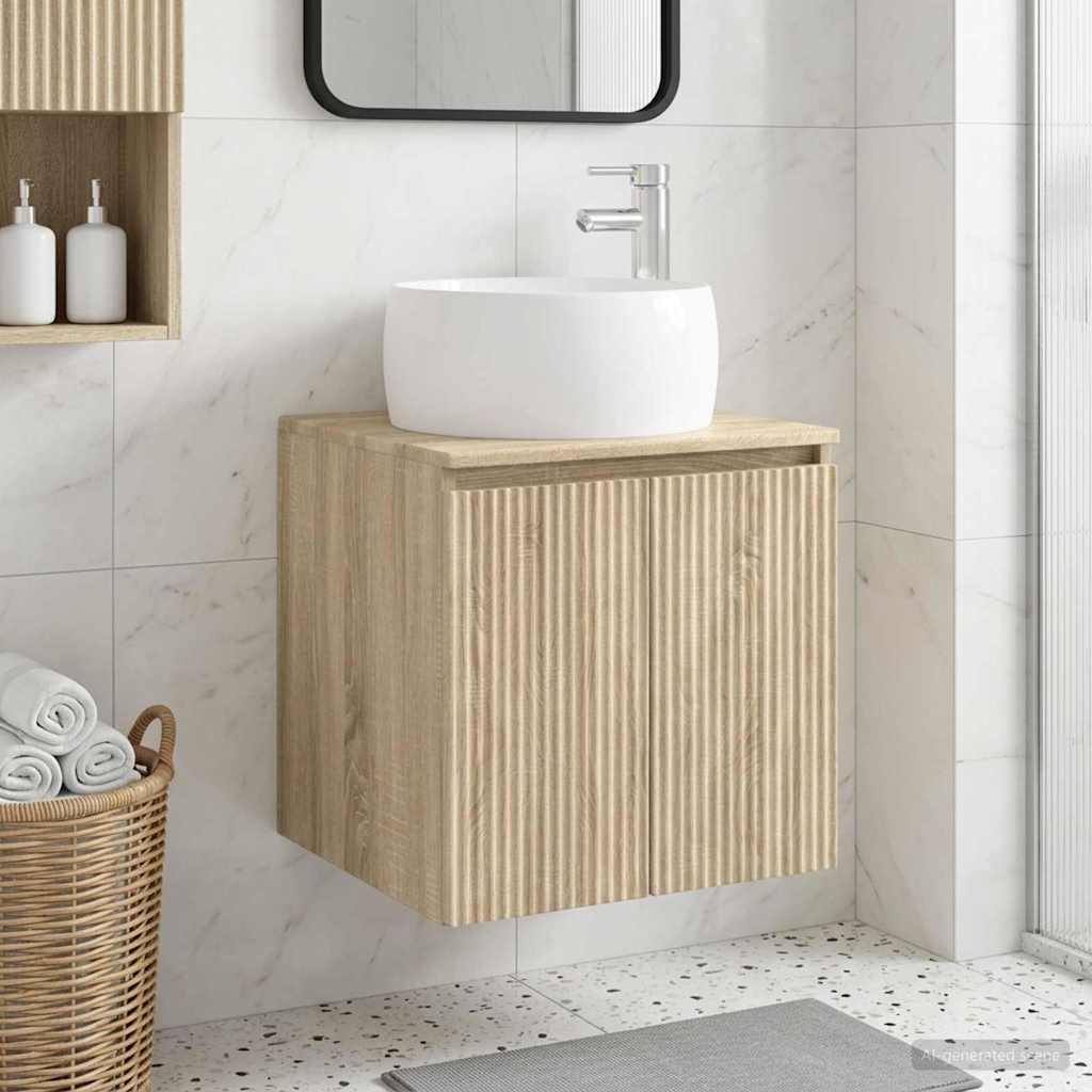 Wandgemonteerde wastafelmeubel Sonoma Eiken 49,5 x 44,5 x 66 cm