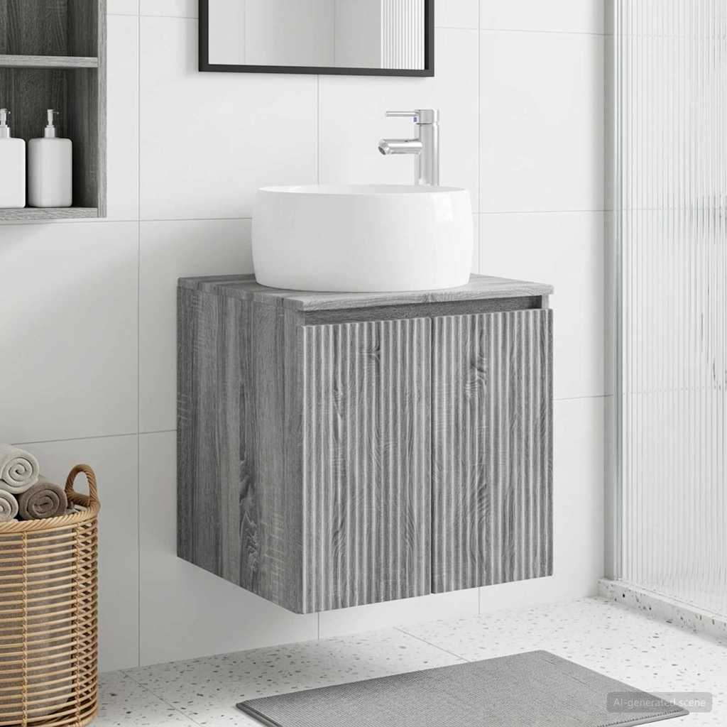 Wandgemonteerde wastafelmeubel Grijs Sonoma 49,5 x 44,5 x 66 cm