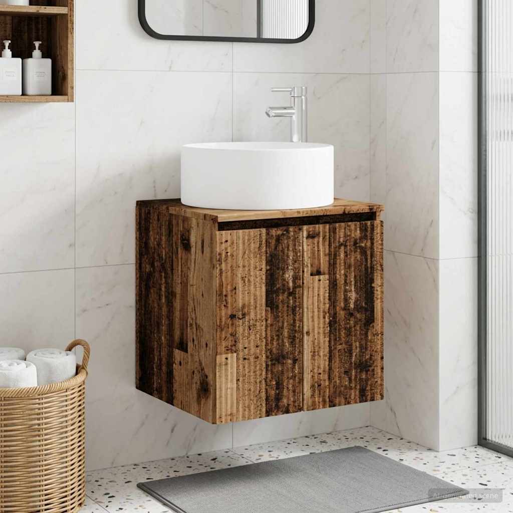 Wandgemonteerde wastafelmeubel Oud hout 49,5 x 44,5 x 65,5 cm