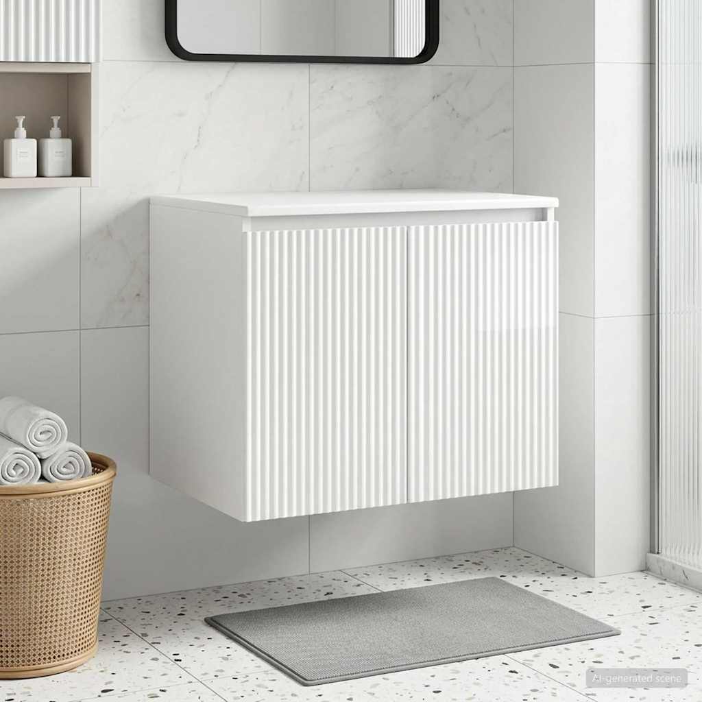 Wand Gemonteerde Badkamerkast Hoogglans Wit 62,5 x 44,5 x 50 cm