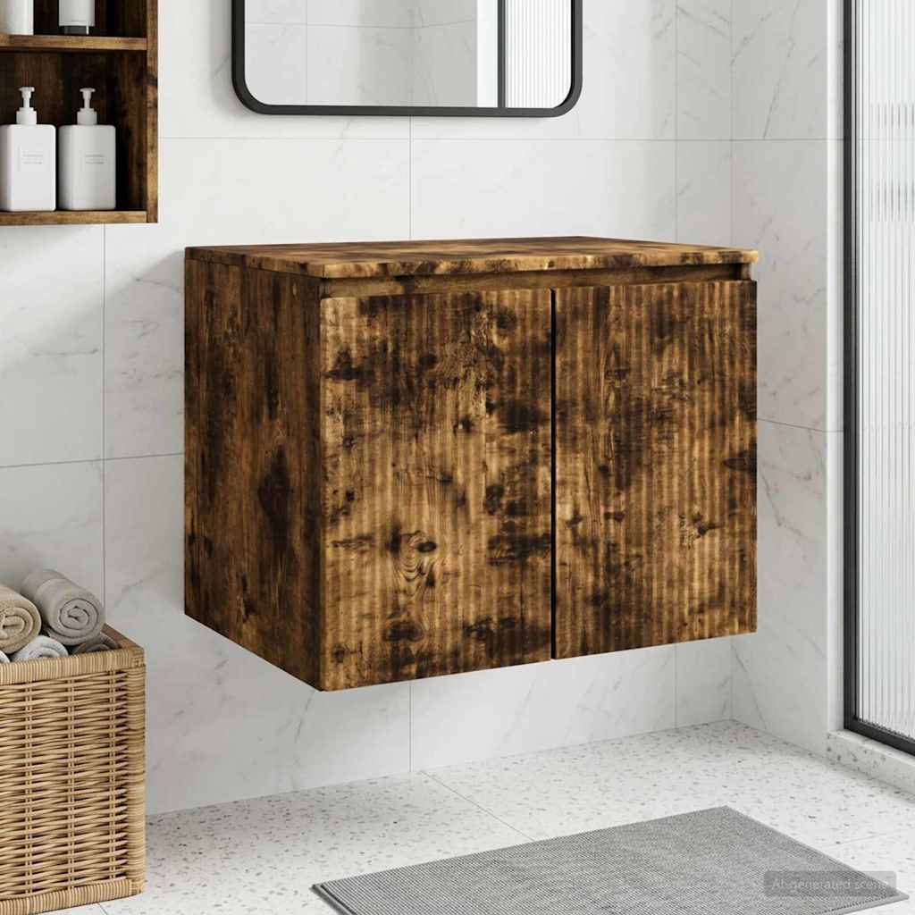 Wand Gemonteerde Badkamerkast Gerookt eiken 62,5 x 44,5 x 50 cm