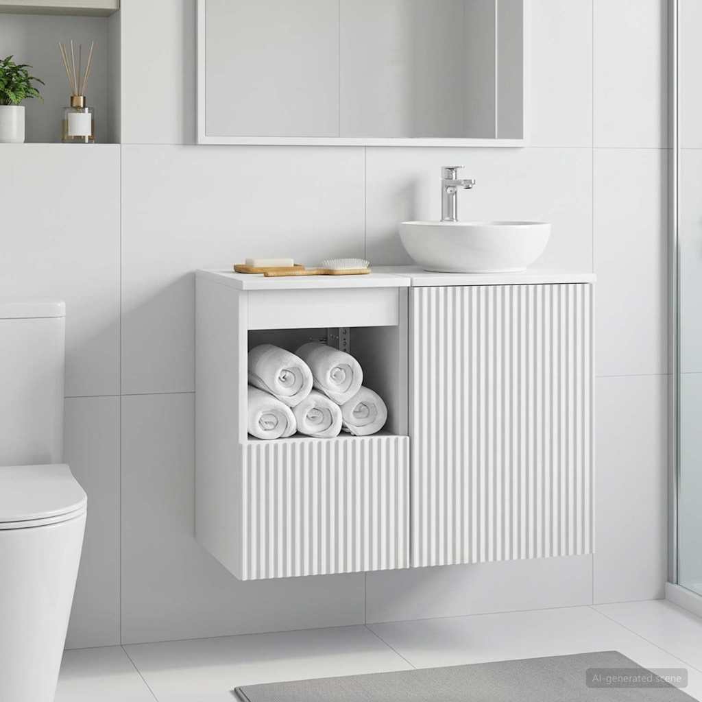 Badkamerkast Wit 30 x 35 x 50 cm Bewerkt hout