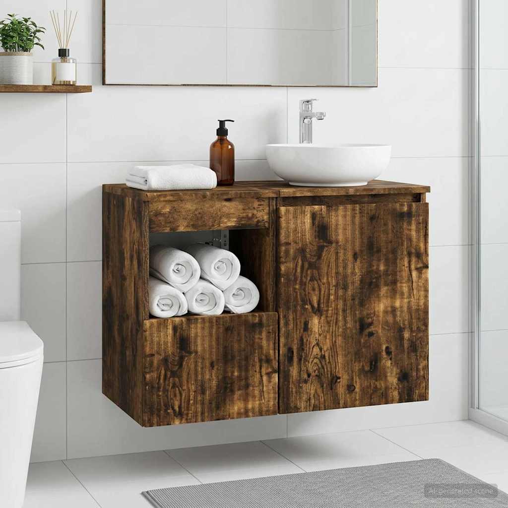 Badkamerkast Gerookt eiken 30 x 35 x 50 cm Bewerkt hout