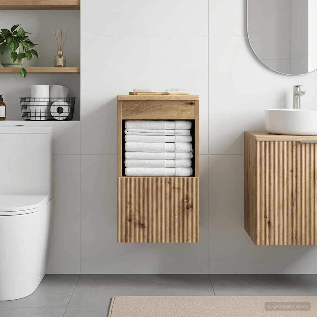 Badkamerkast Artisanaal eiken 30 x 35 x 50 cm Bewerkt hout