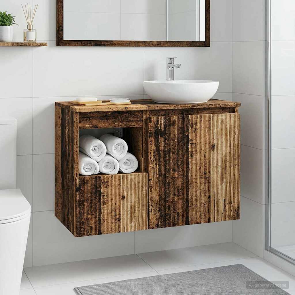 Badkamerkast Oud hout 30 x 41 x 50 cm Bewerkt hout