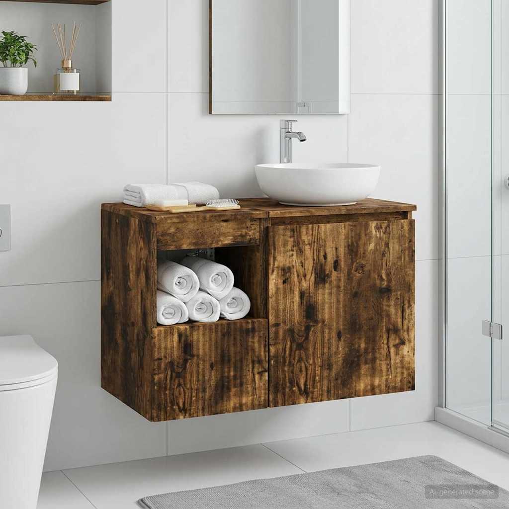Badkamerkast Gerookt eiken 30 x 44,5 x 50 cm Bewerkt hout
