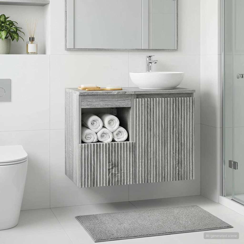 Badkamerkast Grijs Sonoma 30 x 44,5 x 50 cm Bewerkt hout