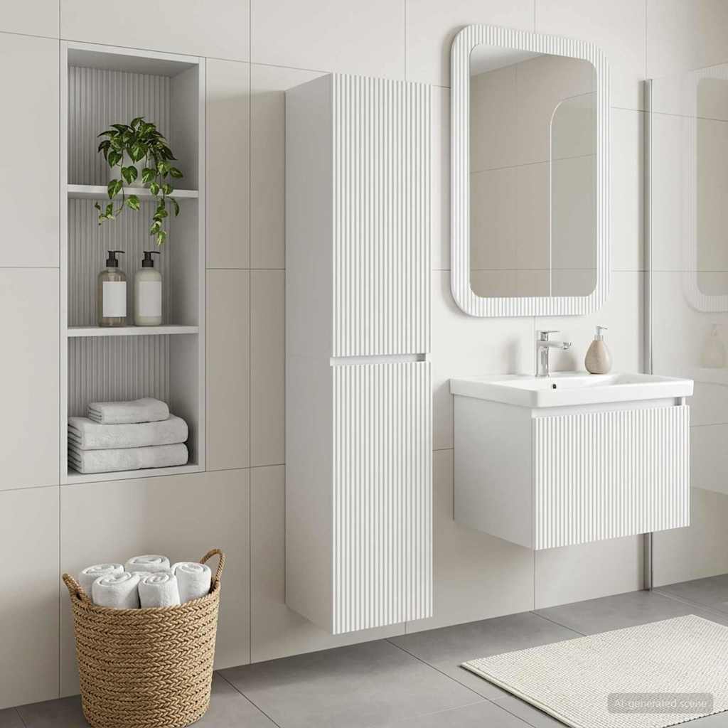 Wand Gemonteerde Badkamerkast Wit 33 x 34,5 x 160 cm