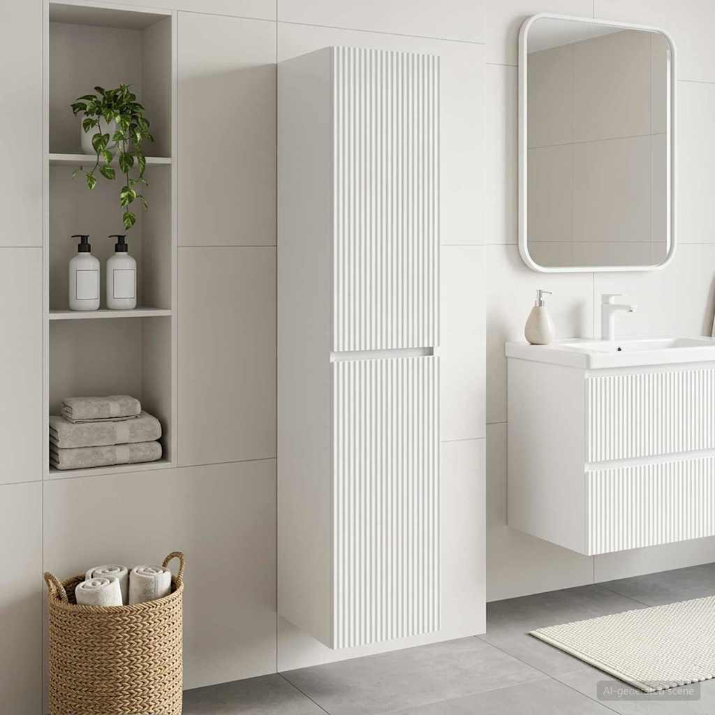 Wand Gemonteerde Badkamerkast Hoogglans Wit 33 x 34,5 x 160 cm