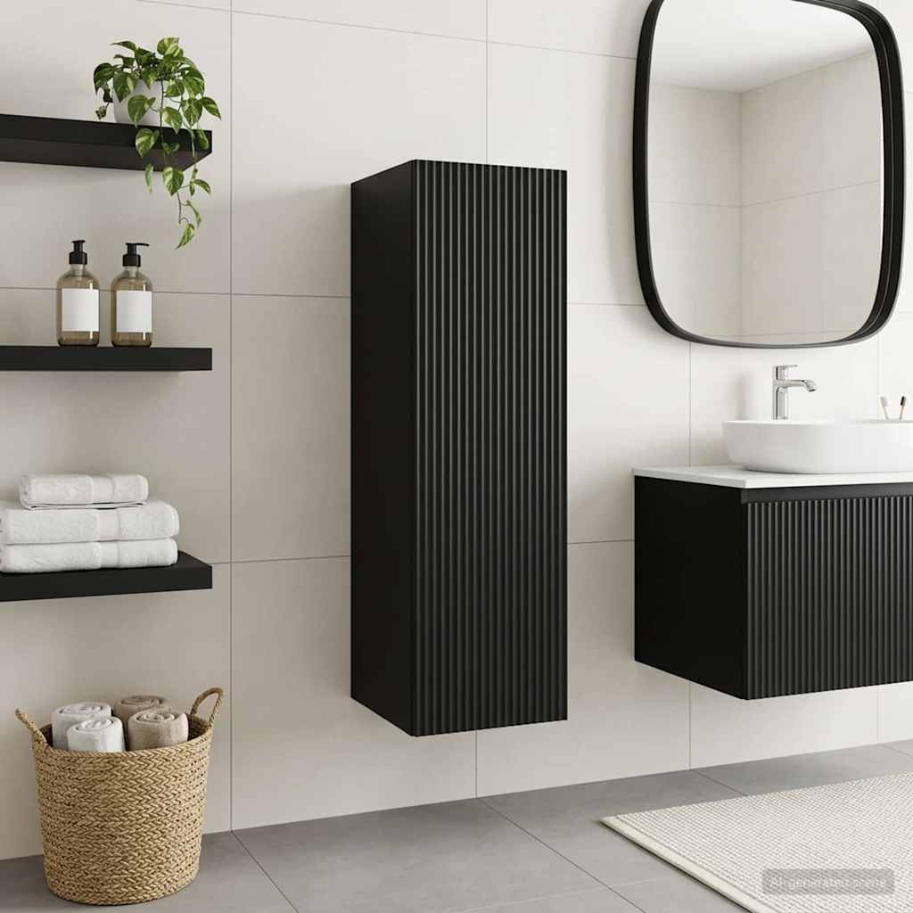 Wand Gemonteerde Badkamerkast Zwart 33 x 34,5 x 100 cm