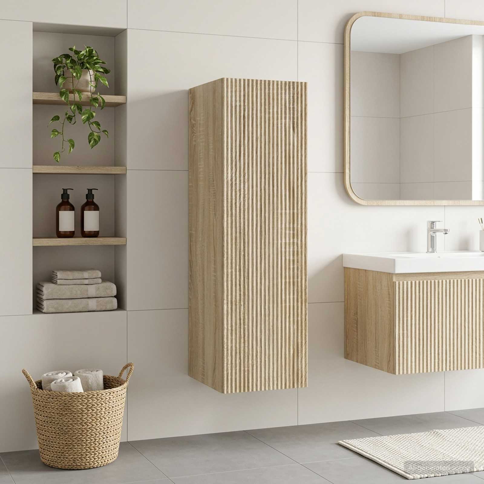 Wand Gemonteerde Badkamerkast Sonoma Eiken 33 x 34,5 x 100 cm