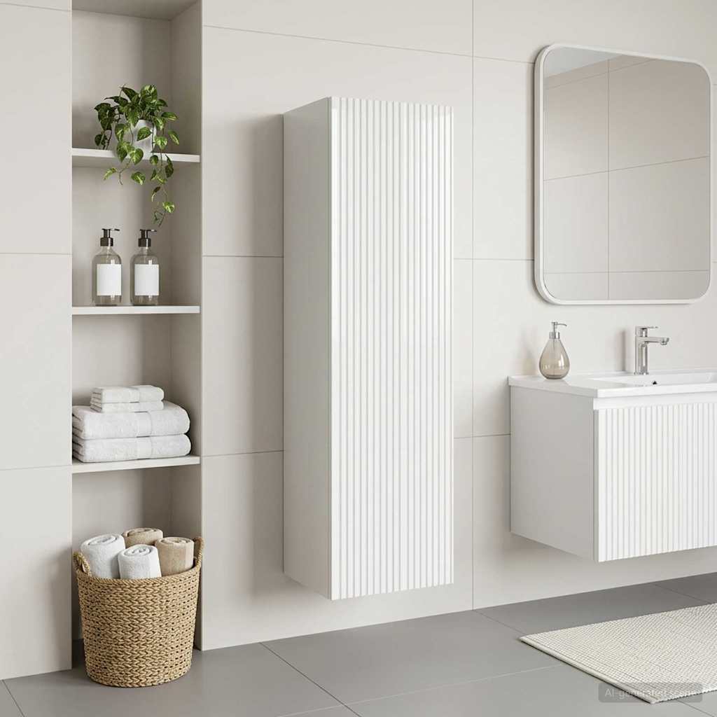 Wand Gemonteerde Badkamerkast Hoogglans Wit 33 x 34,5 x 100 cm