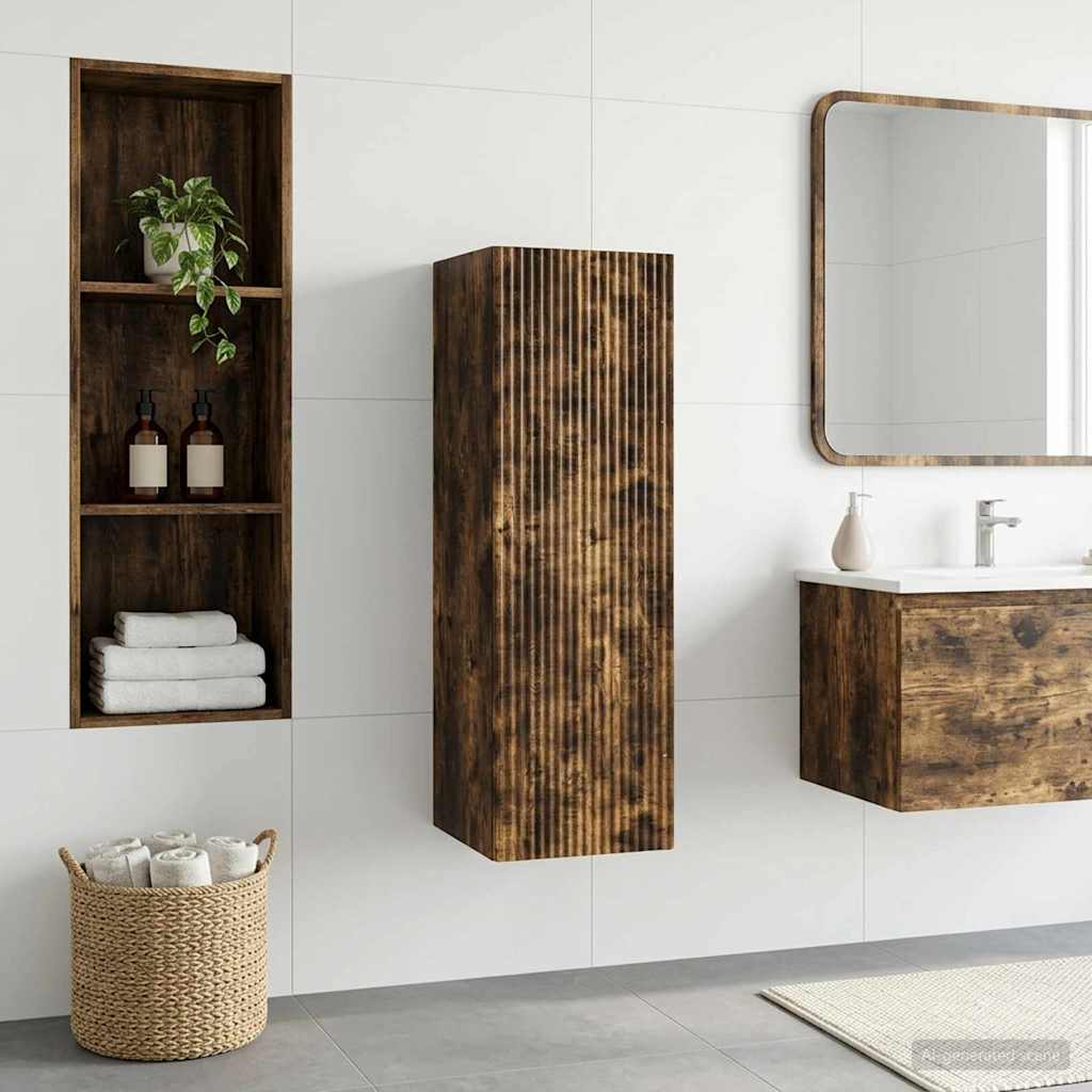 Wand Gemonteerde Badkamerkast Gerookt eiken 33 x 34,5 x 100 cm