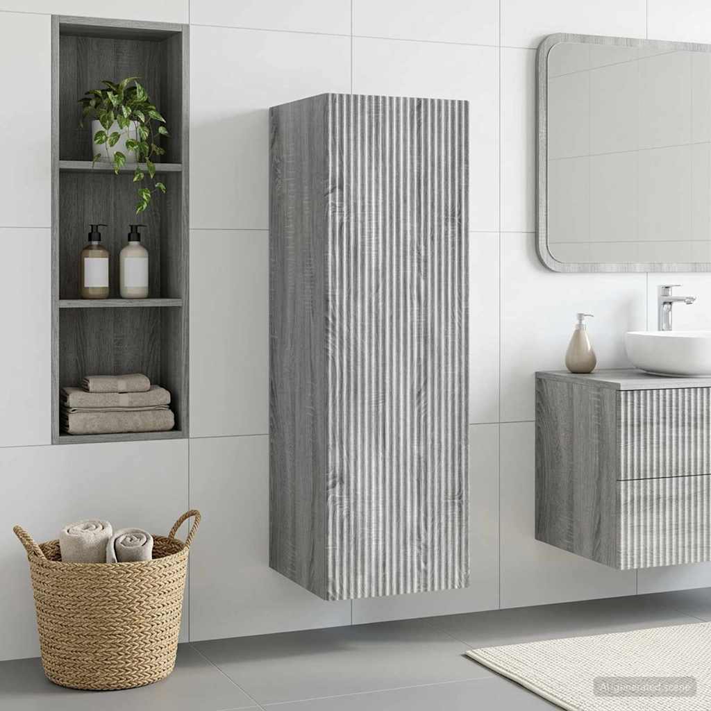 Wand Gemonteerde Badkamerkast Grijs Sonoma 33 x 34,5 x 100 cm