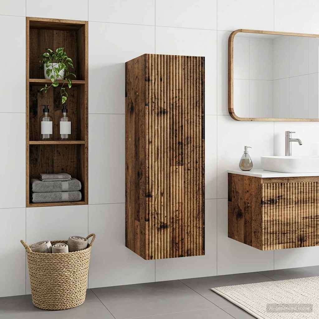 Wand Gemonteerde Badkamerkast Oud hout 33 x 34,5 x 100 cm