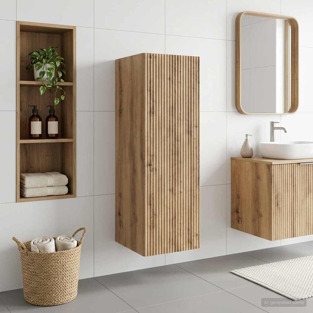 Wand Gemonteerde Badkamerkast Artisanaal eiken