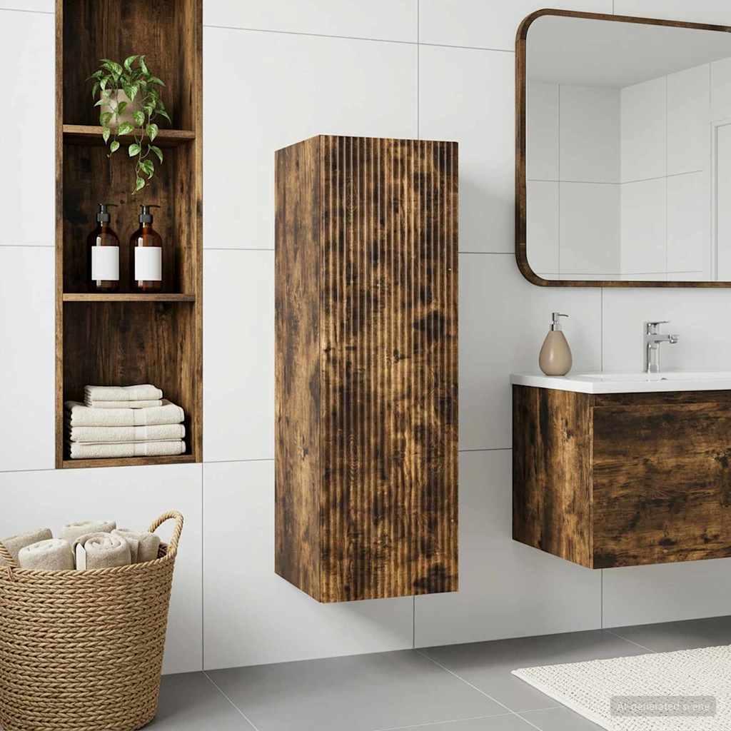 Wand Gemonteerde Badkamerkast Gerookt eiken 33 x 34,5 x 60 cm
