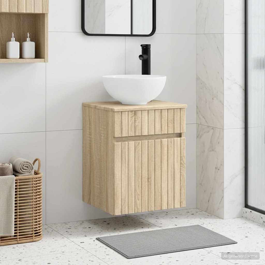 Wandgemonteerde wastafelmeubel Sonoma Eiken 39 x 35 x 63 cm