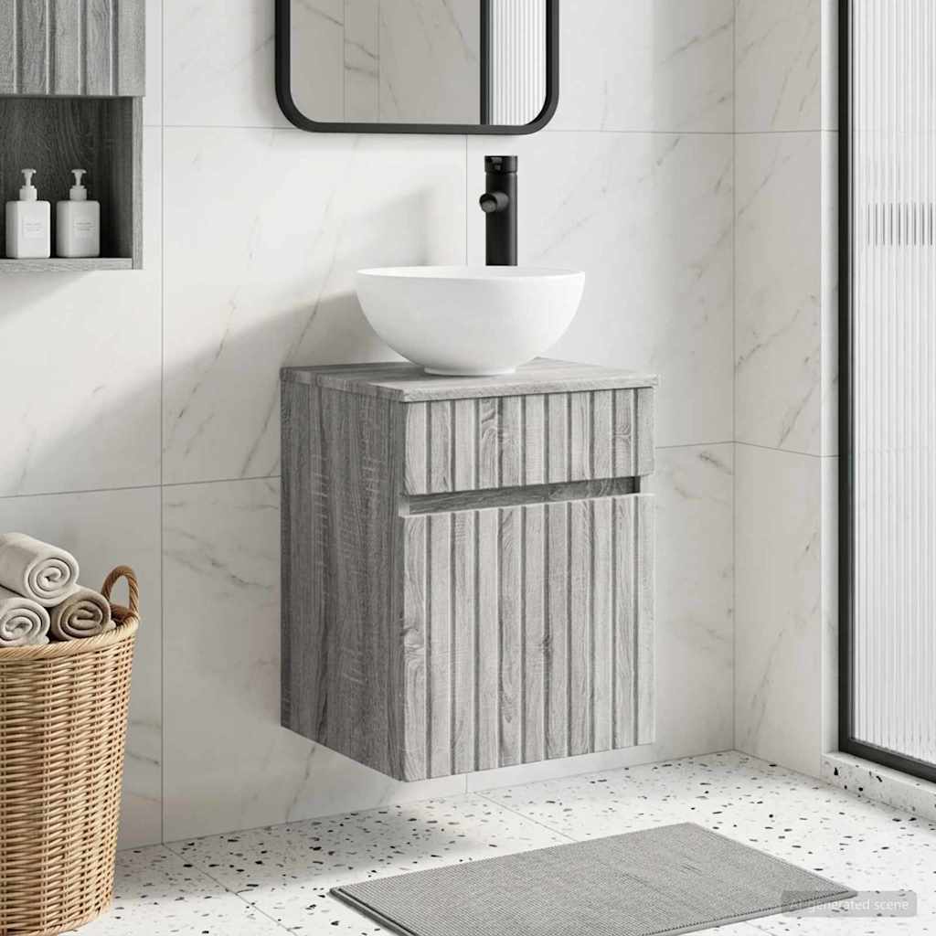 Wandgemonteerde wastafelmeubel Grijs Sonoma 39 x 35 x 63 cm