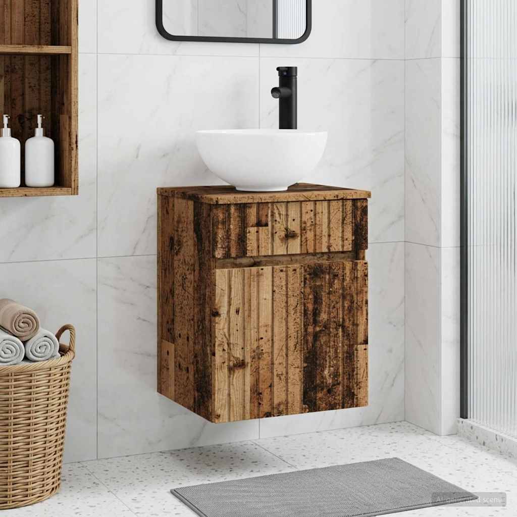 Wandgemonteerde wastafelmeubel Oud hout 39 x 41 x 64,5 cm
