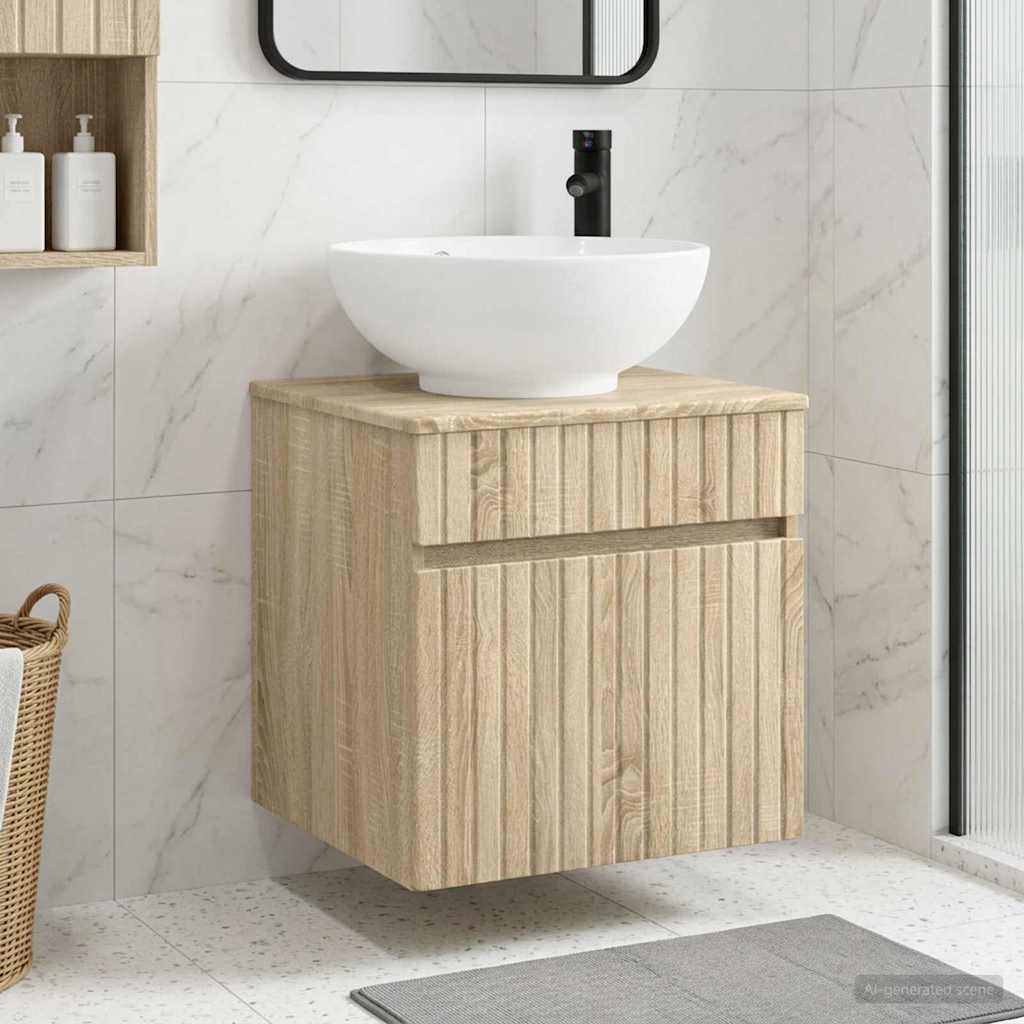 Wandgemonteerde wastafelmeubel Sonoma Eiken 49 x 44,5 x 66,5 cm