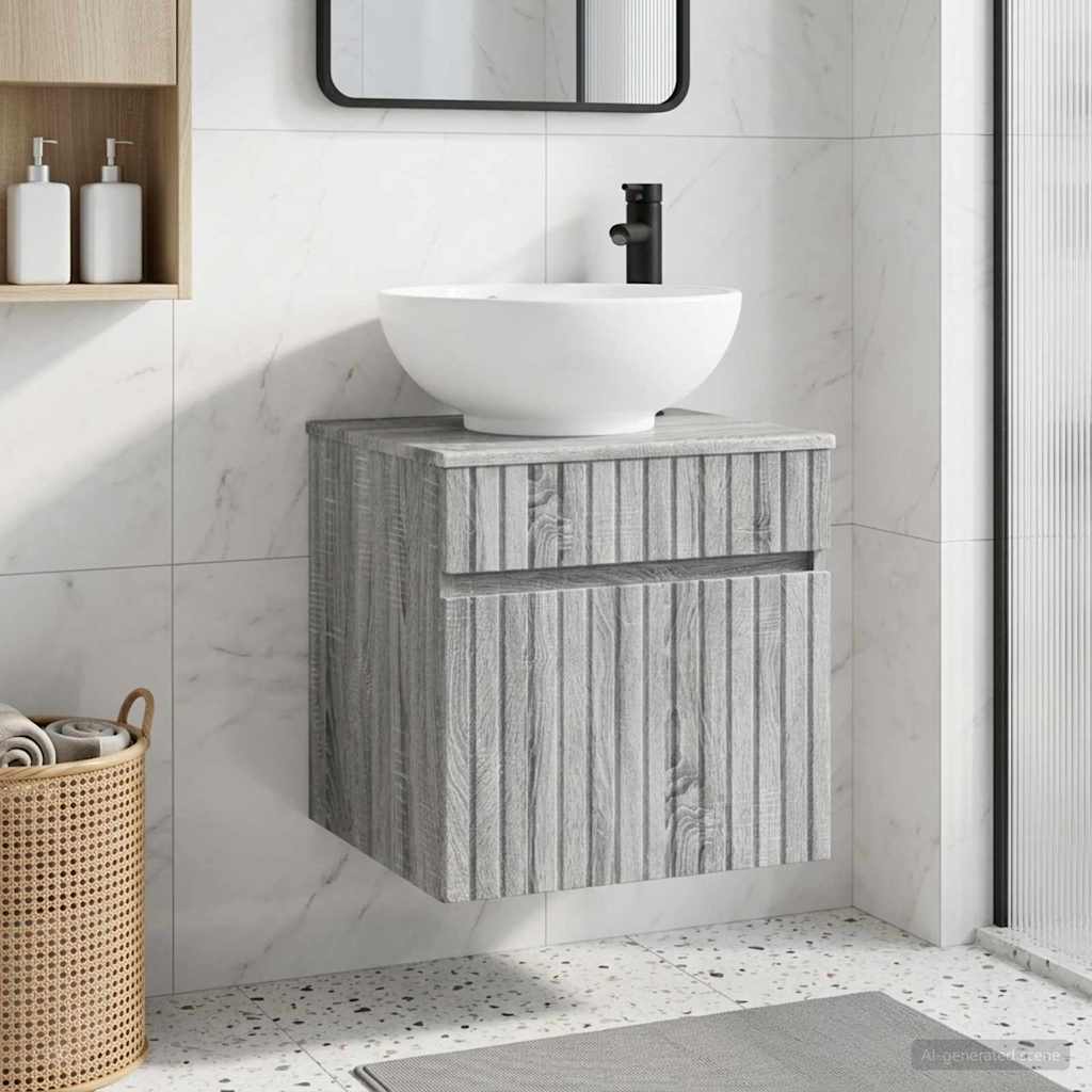 Wandgemonteerde wastafelmeubel Grijs Sonoma 49 x 44,5 x 66,5 cm