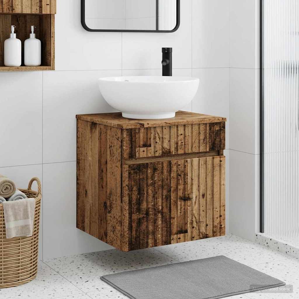 Wandgemonteerde wastafelmeubel Oud hout 49 x 44,5 x 66,5 cm