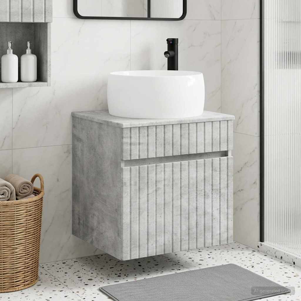 Wandgemonteerde wastafelmeubel Betongrijs 49 x 44,5 x 66 cm – afbeelding 1
