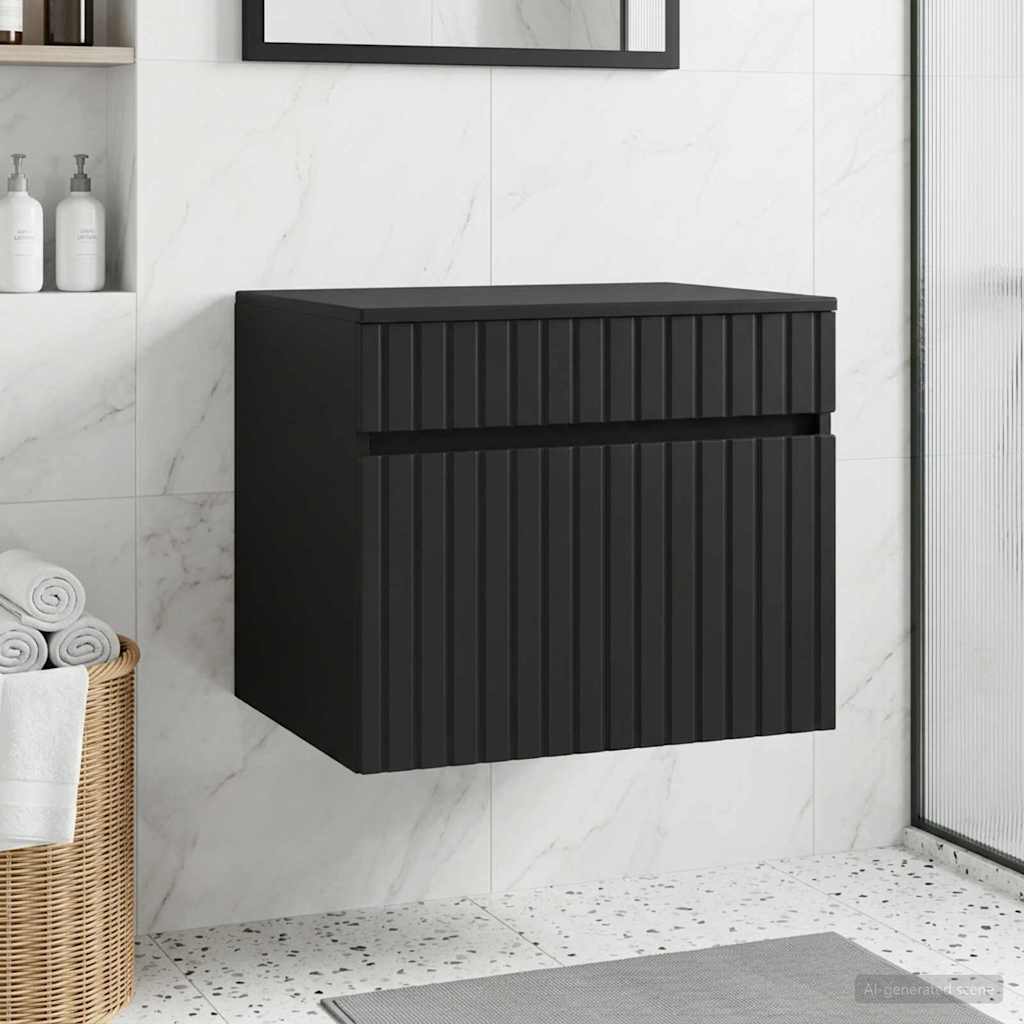 Wand Gemonteerde Badkamerkast Zwart 59 x 44,5 x 50 cm