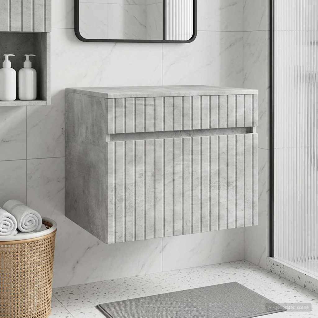 Wand Gemonteerde Badkamerkast Betongrijs 59 x 44,5 x 50 cm
