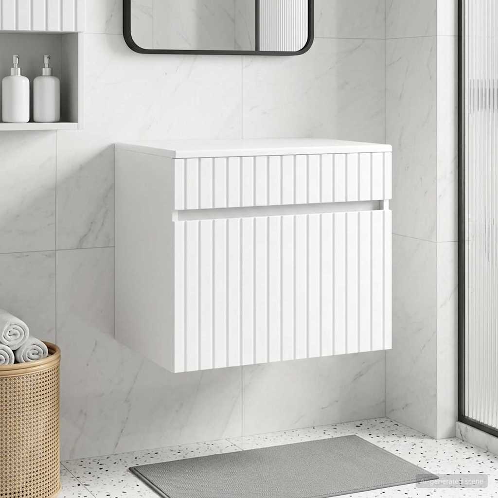 Wand Gemonteerde Badkamerkast Hoogglans Wit 59 x 44,5 x 50 cm