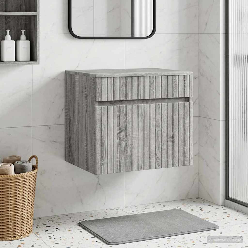 Wand Gemonteerde Badkamerkast Grijs Sonoma 59 x 44,5 x 50 cm