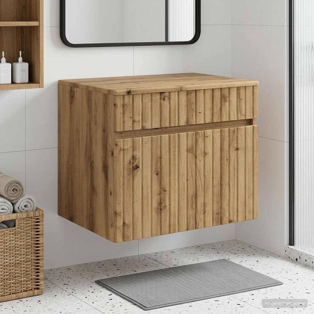 Wand Gemonteerde Badkamerkast Artisanaal eiken