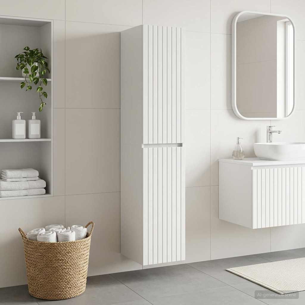 Wand Gemonteerde Badkamerkast Wit 33 x 34,5 x 160 cm