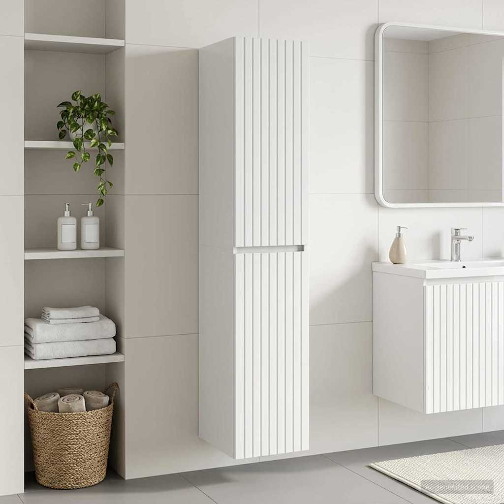 Wand Gemonteerde Badkamerkast Hoogglans Wit 33 x 34,5 x 160 cm