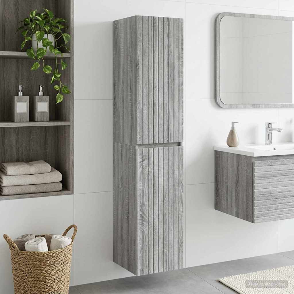 Wand Gemonteerde Badkamerkast Grijs Sonoma 33 x 34,5 x 160 cm