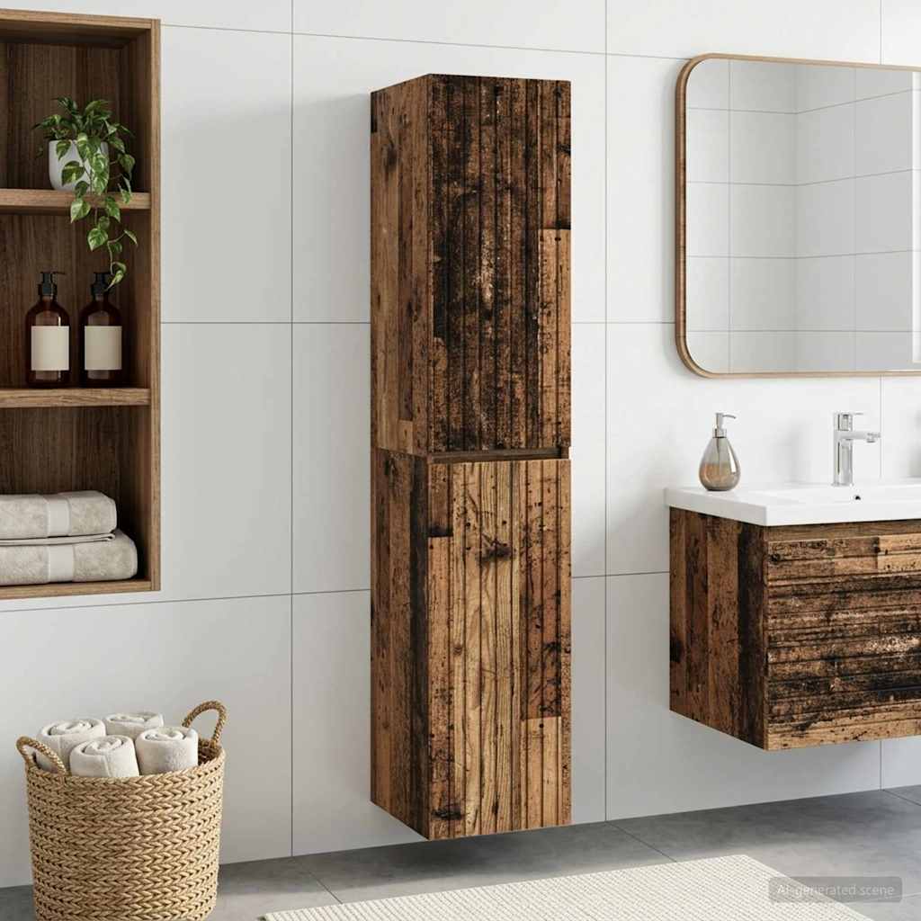 Wand Gemonteerde Badkamerkast Oud hout 33 x 34,5 x 160 cm