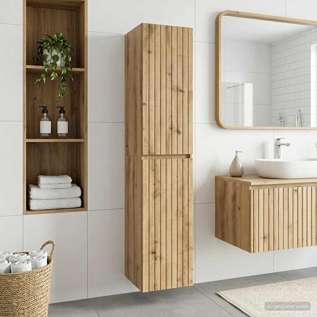 Wand Gemonteerde Badkamerkast Artisanaal eiken