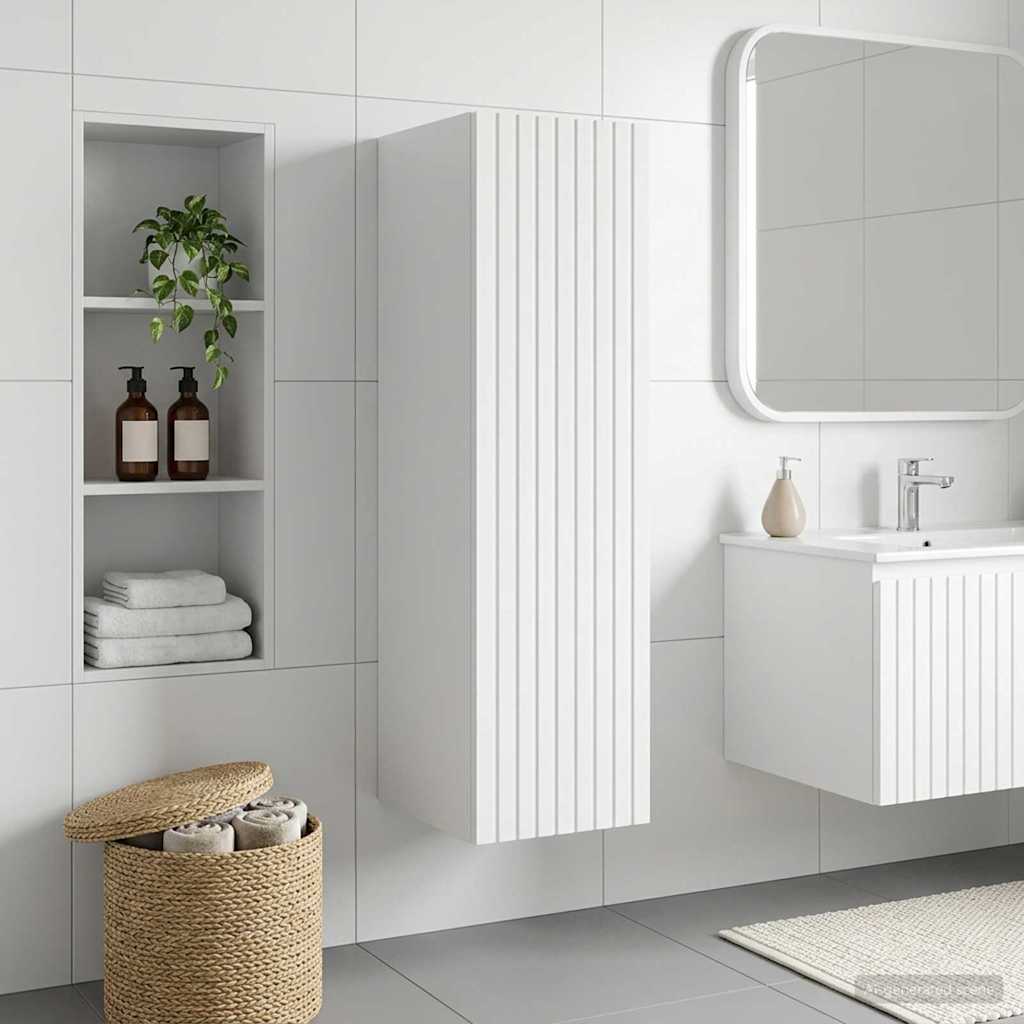 Wand Gemonteerde Badkamerkast Hoogglans Wit 33 x 34,5 x 100 cm