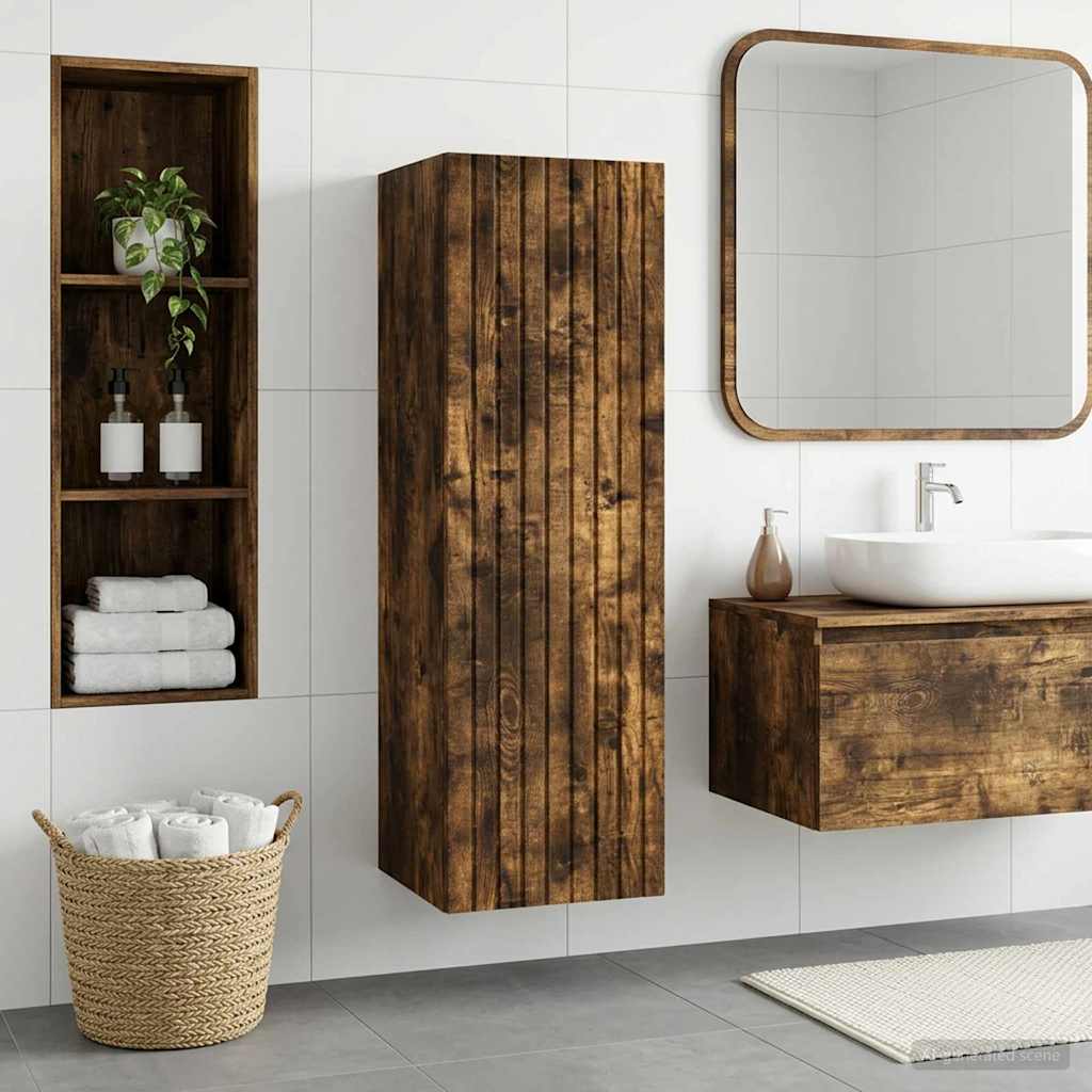 Wand Gemonteerde Badkamerkast Gerookt eiken 33 x 34,5 x 100 cm