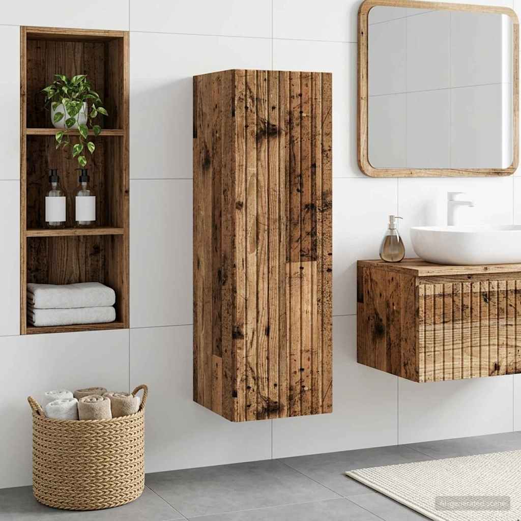 Wand Gemonteerde Badkamerkast Oud hout 33 x 34,5 x 100 cm